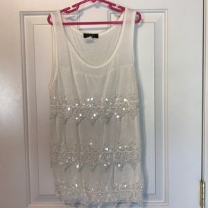White tank wit sequin detail